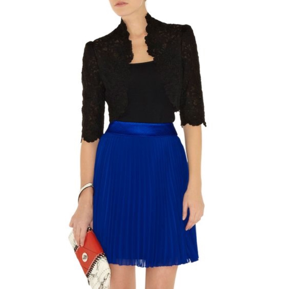 Aqua womens pleaded skirt solid  blue sz. M